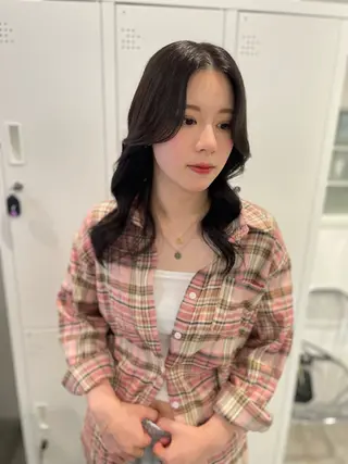 セミロング カラー 京都美容師 塩のヘアスタイル