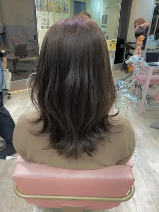 セミロング カラー 顔まわりカット🌟 くびれヘア/寺門遥輝のヘアスタイル
