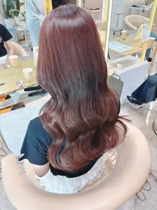 ロング カラー moeka レイヤー /艶カラー/韓国のヘアスタイル