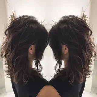 セミロング カラー パーマ hair  design nico*  ヘアデザイン ニコ所属・中間 将人のヘアスタイル