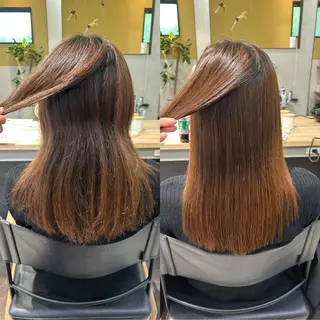 ロング パーマ hub hair レイヤー/透明感のヘアスタイル