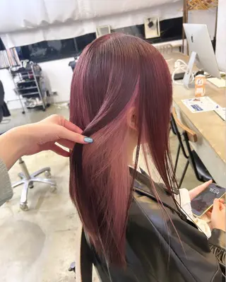 セミロング カラー ヘアアレンジ 🎀暖色カラー🎀 ♡yurika♡のヘアスタイル