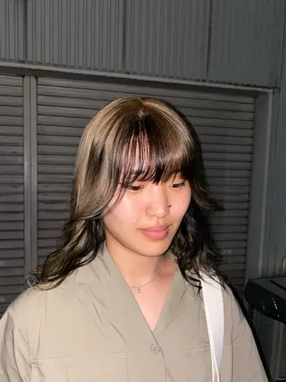 ミディアム カラー ハードパーマ Rico💜のヘアスタイル