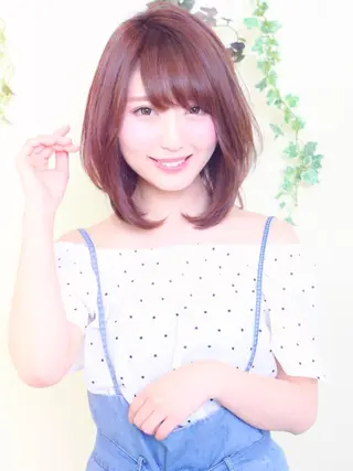 ミディアム カラー モテ前髪 タゴメ シンヤのヘアスタイル