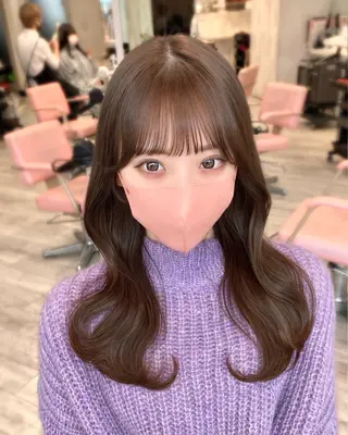 セミロング カラー 顔まわりカット🌟 くびれヘア/寺門遥輝のヘアスタイル
