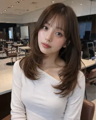 ロング レイヤー/顔周り カット/松岡 祥利のヘアスタイル