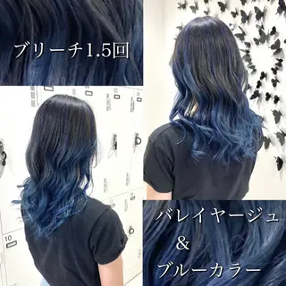 ロング カラー 雅/ダブルカラー/ 白髪ぼかしハイライトのヘアスタイル