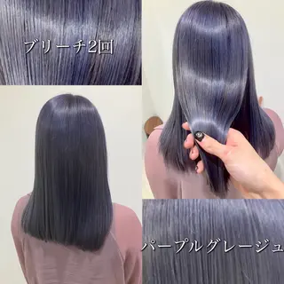 ロング カラー 雅/ダブルカラー/ 白髪ぼかしハイライトのヘアスタイル
