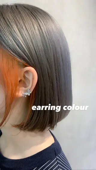 ミディアム カラー ヘアアレンジ ミニボブ/ブリーチ 🌈MISATOのヘアスタイル