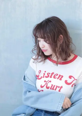 ミディアム カラー KAEDE🎀 縮毛矯正＆パーマ特化のヘアスタイル