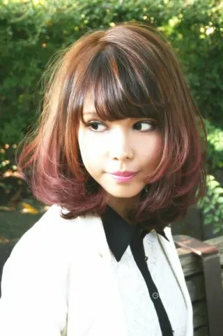 ミディアム カラー 田中 奈布のヘアスタイル