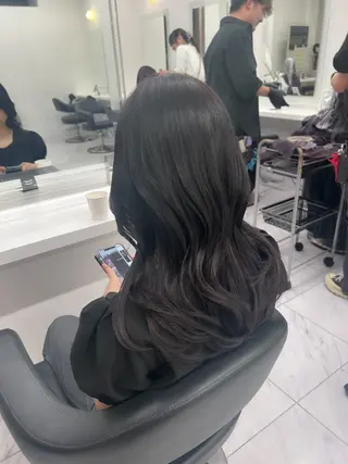ロング カラー パーマ ヘアアレンジ メンズ キッズ ブリーチなしカラー/ ブラウン/レイヤーのヘアスタイル