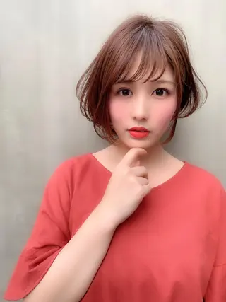 ショート カラー パーマ 大人かわいい💍🤍 ボブ/ショートボブのヘアスタイル