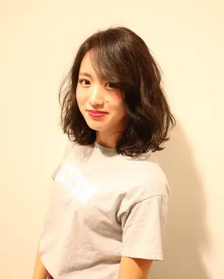 ミディアム セミロング カラー パーマ _WHITE高槻店 yusukeのヘアスタイル