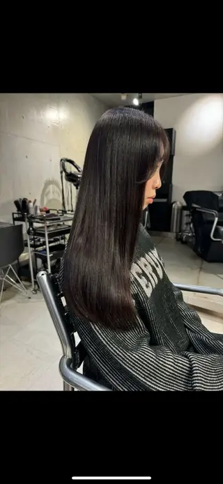 ロング カラー パーマ ヘアアレンジ 透明感/オリーブ/ グレージュ/YUKAのヘアスタイル