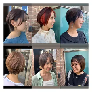ショート カラー パーマ 久木原 ゆりのヘアスタイル