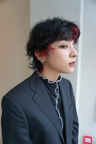 ショート カラー パーマ デザインパーマ 藤田和樹のヘアスタイル