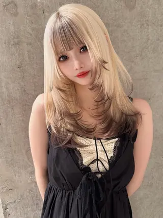 セミロング 名古屋ハイトーン/ 🐶ブリーチ専門店のヘアスタイル