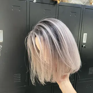 ミディアム カラー パーマ ヘアアレンジ メンズ キッズ ネイル マツエク・マツパ 切りっぱなしヘアボブ ミディアムヘアRYOのヘアスタイル