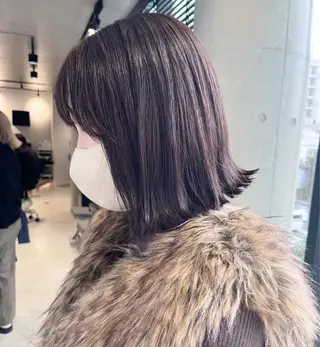 ミディアム カラー パーマ 透明感/オリーブ/ グレージュ/YUKAのヘアスタイル