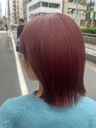 ミディアム カラー 須藤　優真 切りっぱなしボブのヘアスタイル