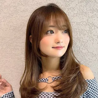 セミロング カラー レイヤー|縮毛矯正 |韓国ボブ|岡田洸太のヘアスタイル