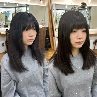 セミロング カラー パーマ ヘアアレンジ メンズ キッズ レイヤーカット 🌿透け感カラーのヘアスタイル