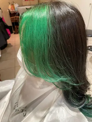セミロング カラー NINE+/代表 ブリーチ特化型サロンのヘアスタイル