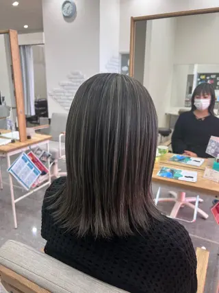 セミロング カラー 太白区/白髪ぼかし ハイライト/千葉達人のヘアスタイル