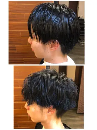 ショート メンズ 塩谷黎✨イルミナ カラーメンズパーマ✨のヘアスタイル