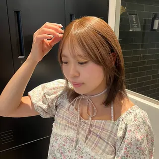セミロング カラー 須藤　優真 切りっぱなしボブのヘアスタイル