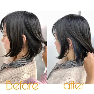 ショート 白髪ぼかしハイライト めさきすずなのヘアスタイル