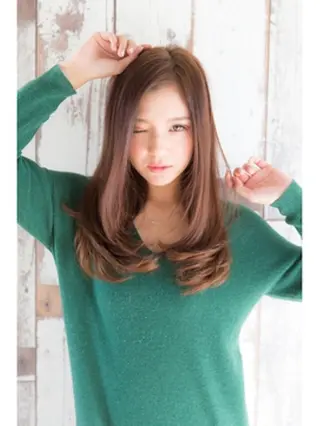 セミロング カラー パーマ 💓透明感カラー 心斎橋No1💓のヘアスタイル