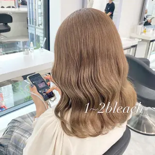 セミロング カラー 🌼リナ🌼赤み消し オリーブ/ブラウンのヘアスタイル