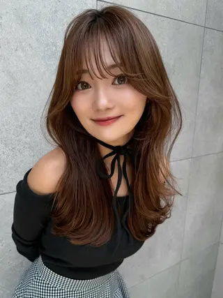 ミディアム ❤️ブリーチなし💚 ダブルカラー平野実花のヘアスタイル