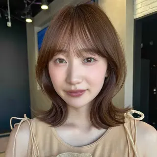 ミディアム カラー 顔まわり🥨レイヤー /透明感/水口舞奈のヘアスタイル