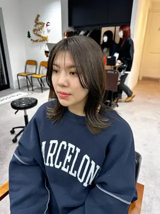 ミディアム カラー パーマ ヘアアレンジ メンズ キッズ 骨格レイヤーカット 🌿美髪縮毛矯正のヘアスタイル