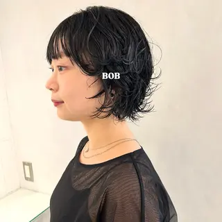 ショート カラー パーマ 切りっぱなしBOB 職人💜Anzuのヘアスタイル