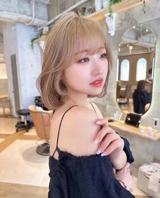 ミディアム カラー ブリーチなし 透明感カラー/艶髪のヘアスタイル