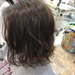 ミディアム パーマ 平尾 拓也のヘアスタイル