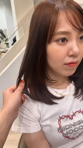 ミディアム カラー まとまるボブ/縮毛矯 生🌿あおい✨のヘアスタイル
