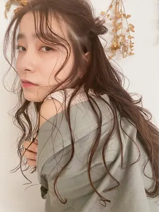 セミロング カラー パーマ ヘアアレンジ 【ツヤ髪美容師】 ツダケイスケのヘアスタイル