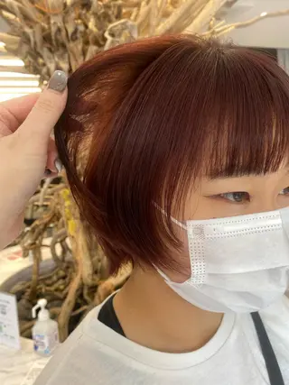 ショート 透け感ベージュ ／ミハルのヘアスタイル
