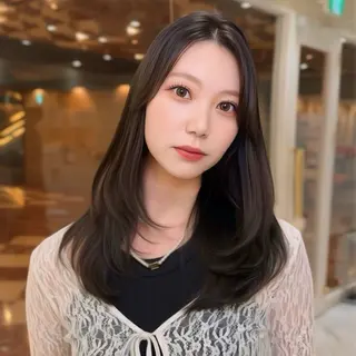 ミディアム ワンホン×髪質改善 つのーか🩶‪🫧のヘアスタイル