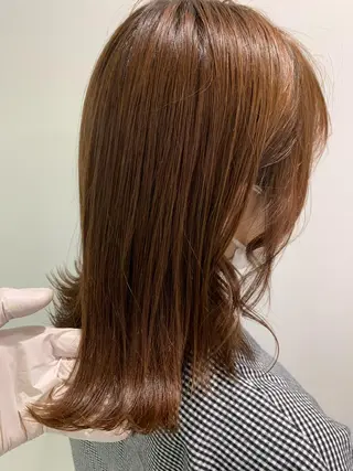 セミロング カラー パーマ ヘアアレンジ ネイル マツエク・マツパ 韓国風ベージュ🤎 赤みなし🌿横浜🤎のヘアスタイル
