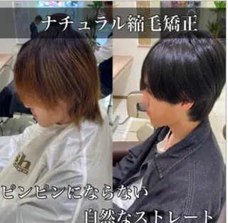 カラー パーマ メンズ メンズ毛流れ 縮毛特化/土屋丈のヘアスタイル