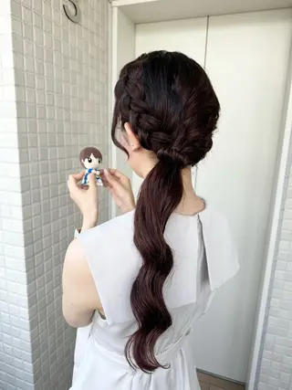 ロング ヘアアレンジ 縮毛矯正/エクステ /艶カラー/ヘアメのヘアスタイル