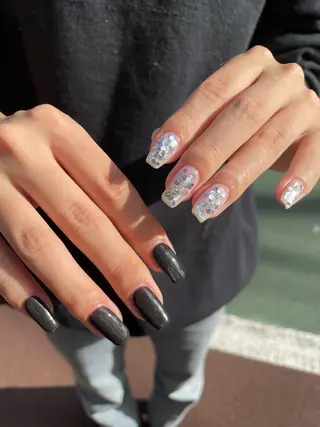 ネイル はばすみれ🎀ﾈｲﾙ 光ﾌｪｲｼｬﾙ ﾍｱのネイルデザイン