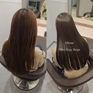 セミロング カラー 縮毛矯正をしている人 のためのカラーのヘアスタイル