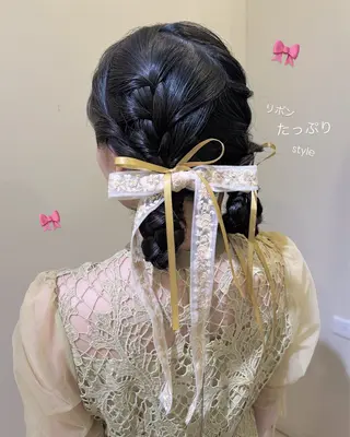 セミロング ボウ🪞ヘアセット /メイク/マツパのマツエク・マツパデザイン